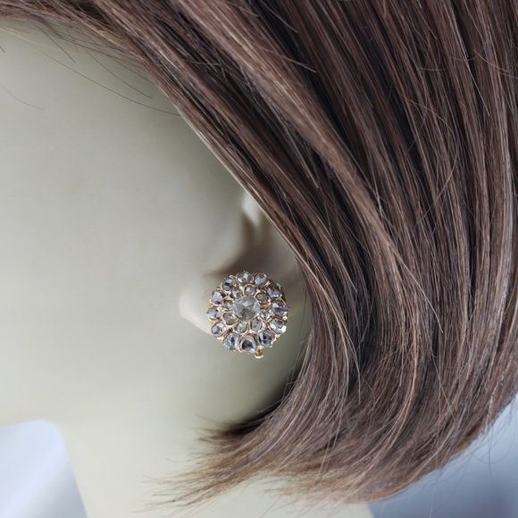 14 Karat Yellow Gold and Rose Cut Diamond Clip-On Earrings #20108 - Picture 8 of 8